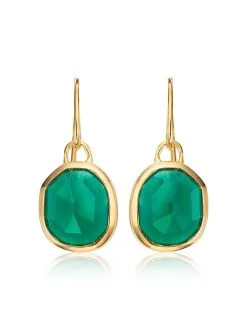 Women Monica Vinader Siren Wire Green Onyx Earrings