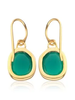 Women Monica Vinader Siren Wire Green Onyx Earrings -Earrings Outlet Shop 14021588 18431065 1000