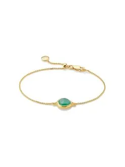 Women Monica Vinader Siren Fine Chain Green Onyx Bracelet