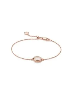 Women Monica Vinader Siren Fine Chain Rose Quartz Bracelet