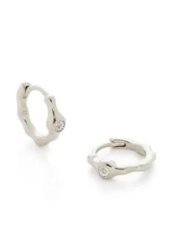Women Monica Vinader Siren Diamond Huggie Earrings -Earrings Outlet Shop 18837339 41240734 1000