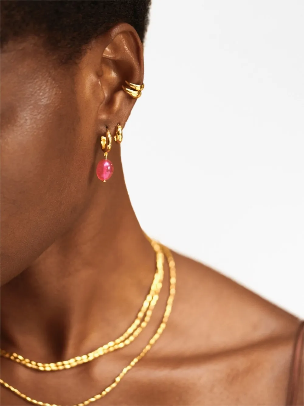 Women Monica Vinader 18kt Gold Vermeil Pink Quartz Earrings 4 Women Monica Vinader 18kt Gold Vermeil Pink Quartz Earrings - Image 2